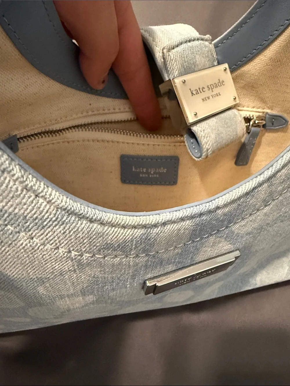 kate spade Pale Blue Floral Jacquard Shoulder Bag
